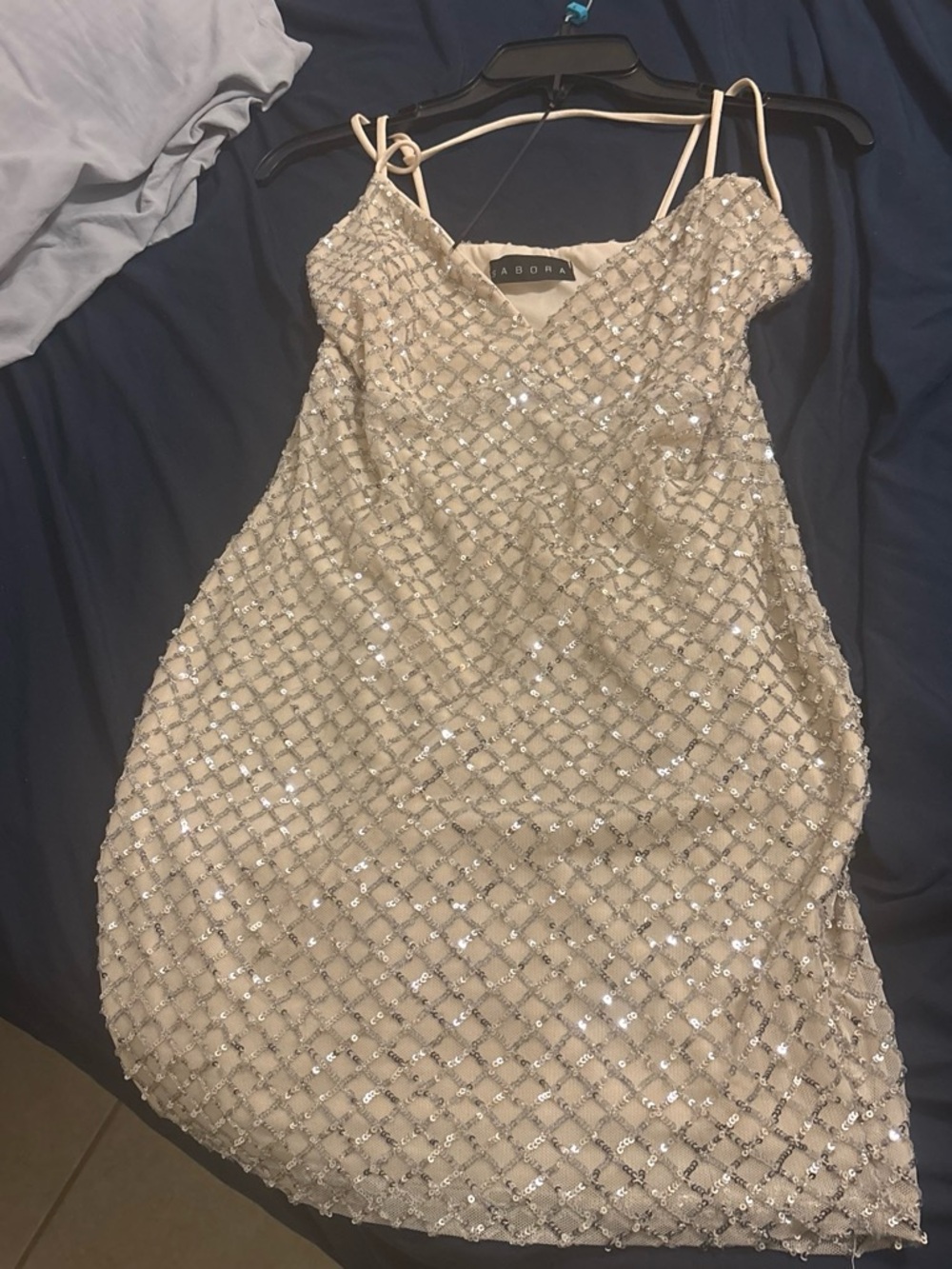 AGORA Champagne Sequin Mini Slip Dress
